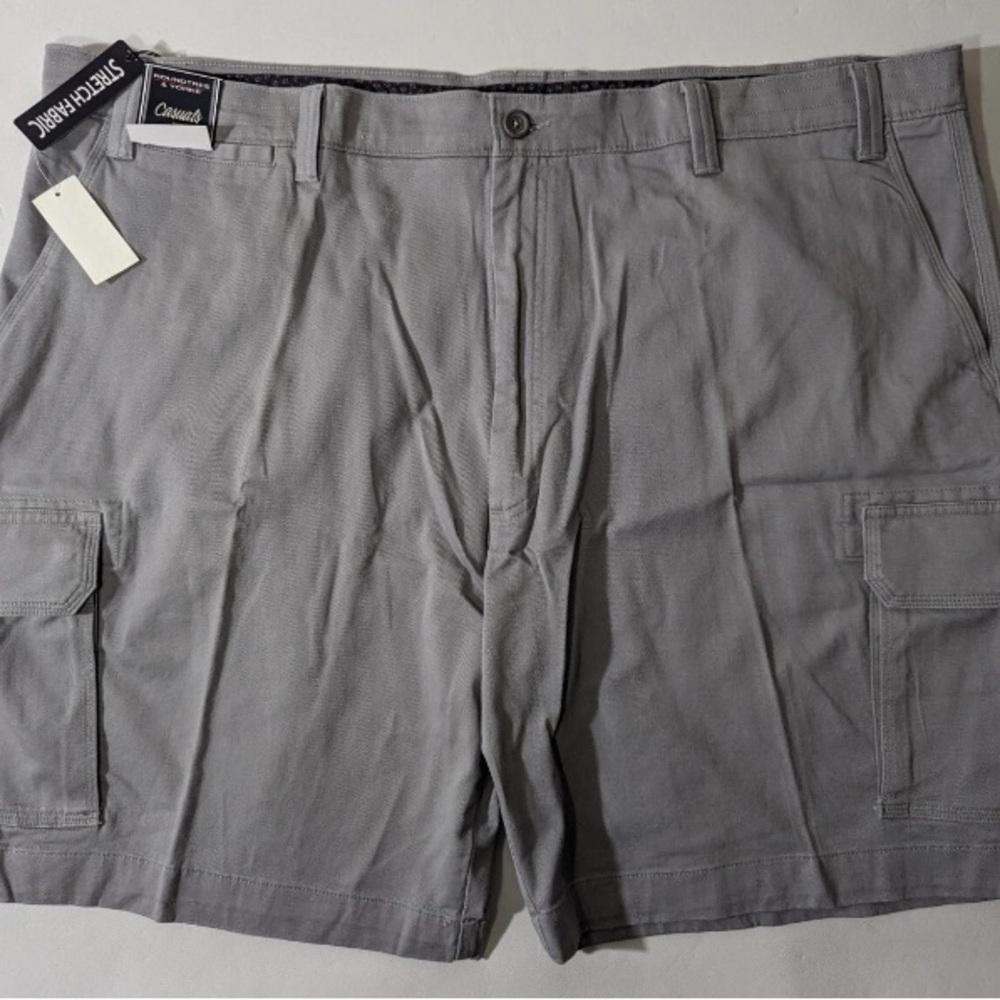 NEW Big Mens Size 50 Roundtree & Yorke Cargo Shorts Cotton (9" Inseam) Silver